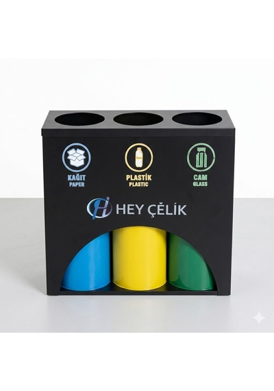 3 Lü Sıfır Atık Geri Dönüşüm Ünitesi Gd-306 Metal Atık Ayrıştırma Sistemi Hey Çelik