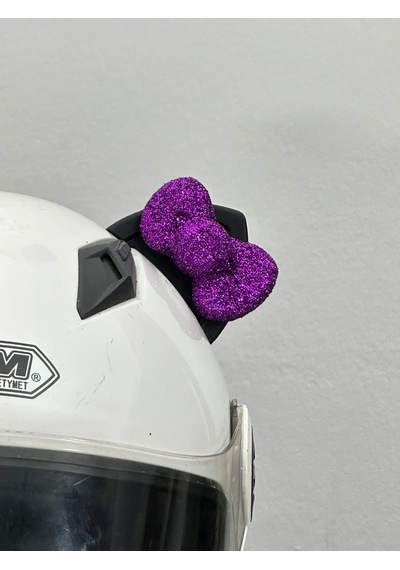 Motor & Motosiklet Mor Fiyonklu Siyah Kedi Kulak Kask Dış Aksesuarı Diğer