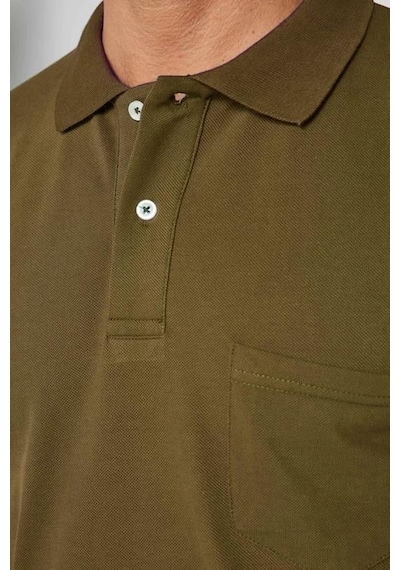 Tudors Erkek Regular Fit Klasik Kesim %100 Pamuk Düz Pike Haki Polo Yaka Tişört-33754 Haki