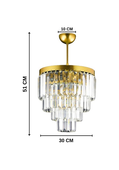 Nilsa Gold 30x30 Cm'lik Kristal Taşlı Lüks Avize - Yatak Odası - Salon - Mutfak - Hol Altın