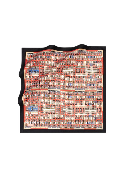 Geometrik Desenli Cacharel Twill Eşarp Siyah-kırmızı Siyah-kırmızı