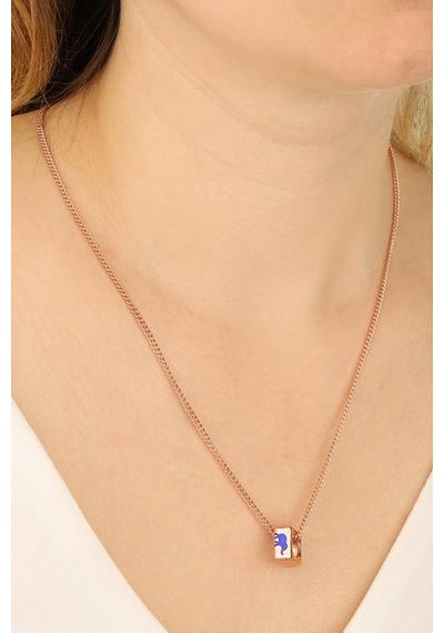 Üzeri Figürlü Gümüş Zar Kolye Rose Gold