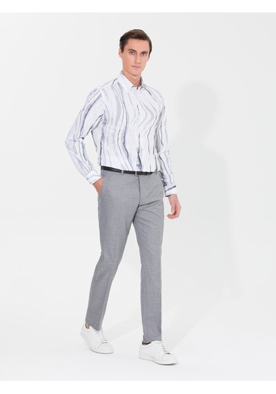 Cacharel Gri Slim Fit Uzun Kollu Gömlek
