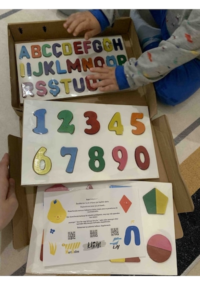 Ahşap Alfabe & Rakamlar & Geometri 3'ü 1 Arada Bultak Eğitici Oyuncak