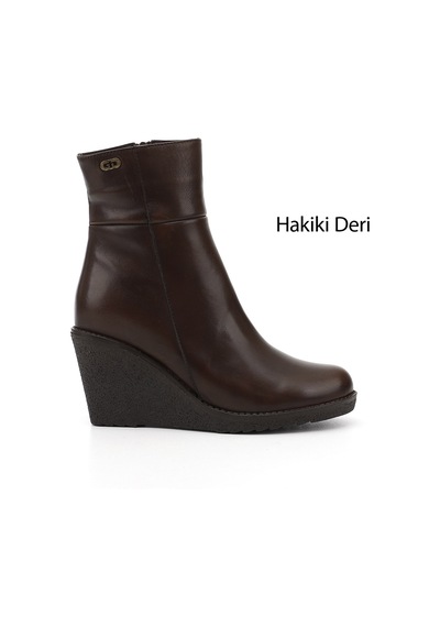 Gönderi(R) Gönderi R Kahverengi Fermuarlı Dolgu Topuklu Hakiki Deri Bot kahverengi