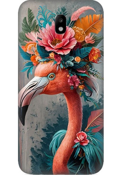 Samsung Galaxy J5 Pro Uyumlu Çiçekli Flamingo Desenli Silikon Kılıf
