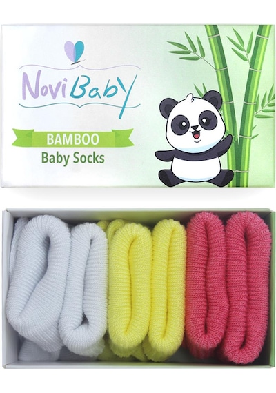 Novibaby 3'lü Bambu Yenidoğan Bebek Çorabı I Spring I 0-6 ay "Karışık Renkli"
