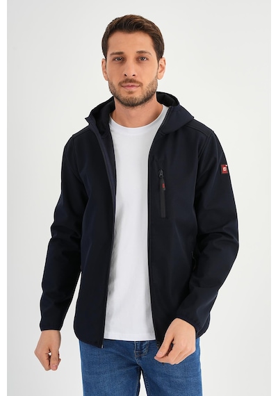 Alexander Gardi Alexandergardı Fermuarlı İçi Polarlı Su İtici Softshell Kumaş Kapüşonlu Mont E24-mnt-01 Lacivert