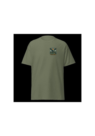 Wildstyle Kartal Renkli Vintage Yaban Hayat Doğa Dağ Rozet Baskılı Unisex Bisiklet Yaka Pamuklu Tişört Haki