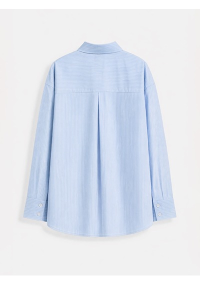 Lcw Modest Mavi Çizgili Oxford Kadın Gömlek