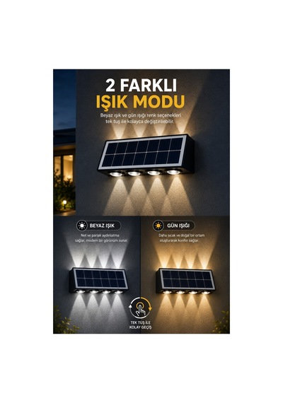 Robeve Solar Led Duvar Apliği 8 Ledli Bahçe Aydınlatması Güneş Enerjili Dış Mekan Bahçe Lambası, Su Geçirmez Sensörlü Duvar Lambası, Beyaz & Gün Işığı Modlu Solar Aydınlatma Beyaz - Gün Işığı Robeve Solar Led Duvar Apliği 8 Ledli Bahçe Aydınlatması Güneş Enerjili Dış Mekan Bahçe Lambası, Su Geçirmez Sensörlü Duvar Lambası, Beyaz & Gün Işığı Modlu Solar Aydınlatma Beyaz - Gün Işığı
