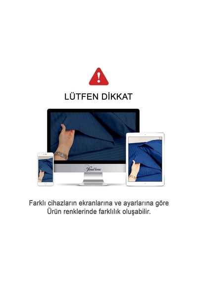 %100 Pamuk Çizgili Saten Yastık Kılıfı 50 X 70 Cm 2'li Paket Gecemavisi Genel