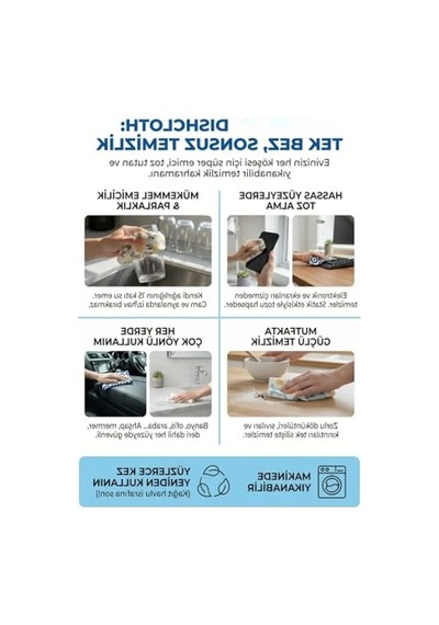 Renkli Desenli İsveç Bezi - 3'lü Paket, Tekrar Kullanılabilir Açık Bej