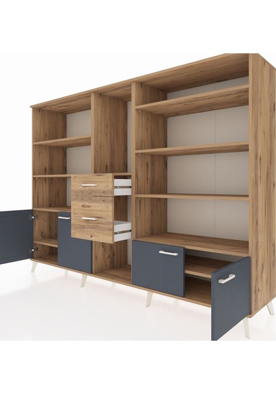 Hyperion Dolap 10 Raflı 2 Çekmeceli 4 Kapaklı 220x44x163 Çam-antr Çam-antrasit/çam Hyperion Dolap 10 Raflı 2 Çekmeceli 4 Kapaklı 220x44x163 Çam-antr Çam-antrasit/çam