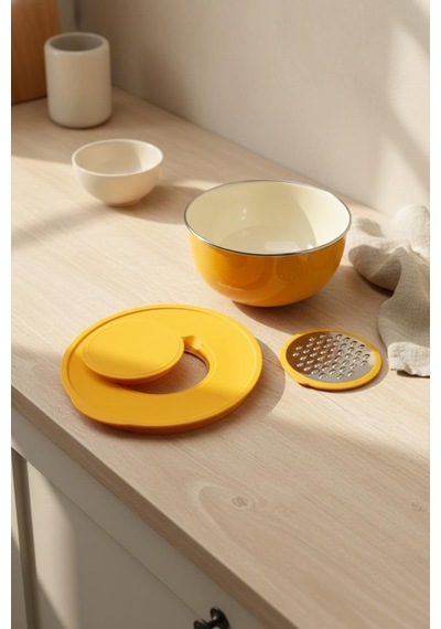 Bambum Nostalji - Karıştırma Kabı Hardal 24 Cm Hardal Sarı