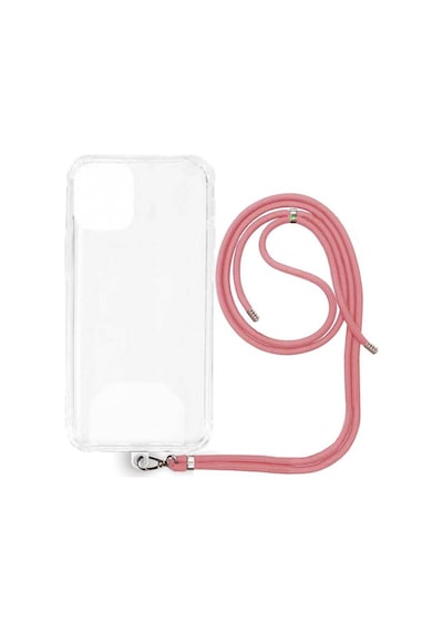 Apple Uyumlu iPhone 16 Pro Max İp Askılı Şeffaf Silikon Kılıf Pembe