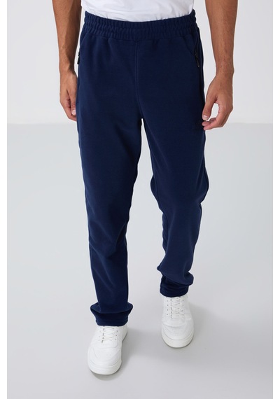Tommy Life İndigo Dik Yaka Basic Fermuar Cepli Standart Kalıp Erkek Polar Eşofman Takımı - 85193 İndigo