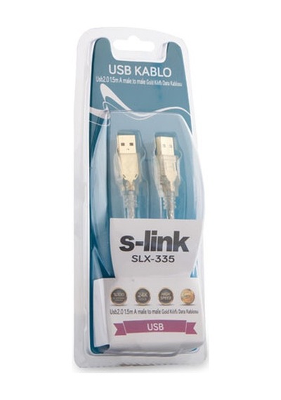 S-Link Slx-335 Usb2.0 1.5M Am To Am Şeffaf Kablo