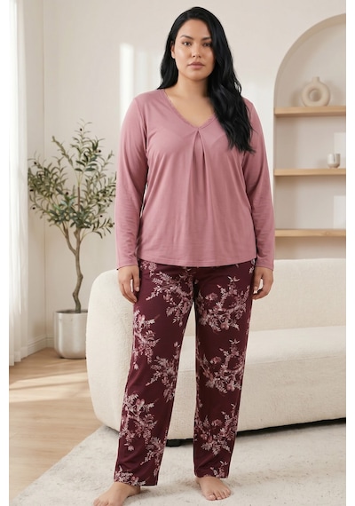Siyah İnci Pamuklu Likralı Büyük Beden Battal Boy Örme Pijama Takım26240928 GÜL KURUSU Siyah İnci Pamuklu Likralı Büyük Beden Battal Boy Örme Pijama Takım26240928 GÜL KURUSU