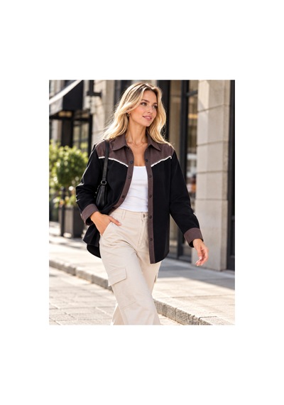 Duygu Altıntaş Kadın Siyah Kahve Garnili Çıtçıtlı Oversize Gömlek Western Tarz Uzun Kollu Şık Gömlek Siyah - 932399763 Siyah - 932399763 Siyah Duygu Altıntaş Kadın Siyah Kahve Garnili Çıtçıtlı Oversize Gömlek Western Tarz Uzun Kollu Şık Gömlek Siyah - 932399763 Siyah - 932399763 Siyah