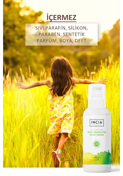 INCIA %100 Doğal Koruyucu Vücut Losyonu Sprey Yenidoğan Bebek Çocuk İçin Limon Okaliptus Vegan 100 ml