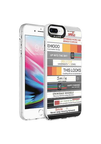 Zore Apple Uyumlu iPhone 8 Plus Kılıf Desenli Silver Sert Kapak - Mottolar Mottolar