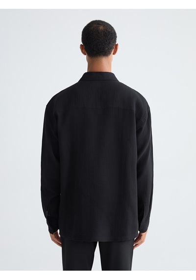 Lcw Vision Siyah Regular Fit Dokulu Erkek Gömlek