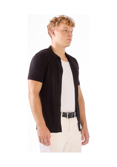 Dufy Erkek Slim Fit Polo Yaka Siyah Triko-25570
