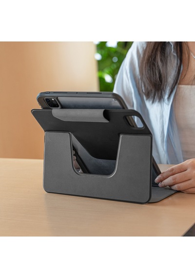 Apple Uyumlu iPad Pro 11 2024 Raptic Spin Detachable Folio Pu Ayrılabilir Kalem Bölmeli Standlı Kılıf Siyah