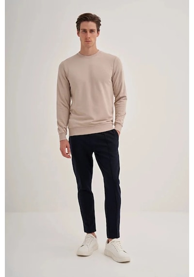 Cazador Slim Fit Mevsimlik 3 İplik Pamuk Karışımlı Sweatshirt-56100 Bej