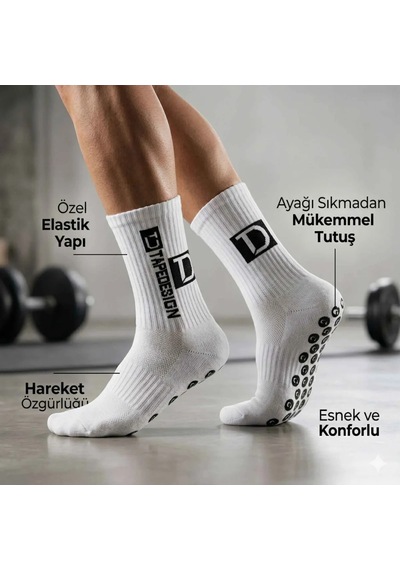 Elitse Kaydırmaz Futbol Basketbol Tenis Erkek Spor Çorap, Beyaz, Kaymaz Çorap Tabanlı, Dikişsiz Ve Parfümlü, Yüksek Kalite