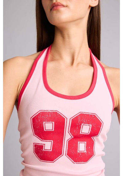 Defacto Baskılı Halter Yaka Ribana Atlet H8928ax26hspn693 Pembe-pn693