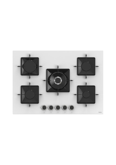Flowart Turbolu Silenart QBL62CB - SS036 - D081SA Beyaz Cam Ankastre Set