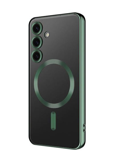Galaxy İle Uyumlu S24 Kılıf Kamera Korumalı M-safe Wireless Şarj Özellikli Demre Kapak Koyu Yeşil