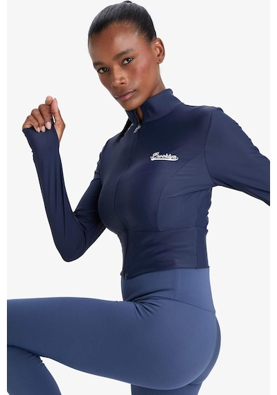 Defacto Defactofit Slim Fit Dar Kesim Dik Yaka Baskılı Fermuarlı Hırka E7717ax25aunv238 Lacivert