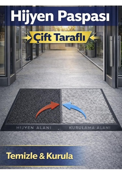 Çift Taraflı Dezenfektan Hijyen Paspası Kapı Ev Ofis Giriş Kıvırcık Paspas Kurulama Kaydırmaz 40x80 Cm Genel