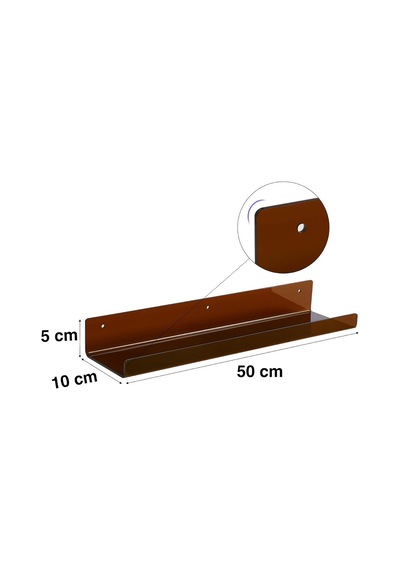 Pleksi Duvar Raf Kahverengi, 50cm X 10cm Diğer