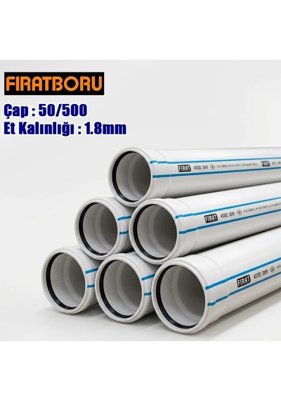 Fırat 50/500mm Pvc Atık Su Borusu, 1.8mm Et Kalınlığı, 1 Adet