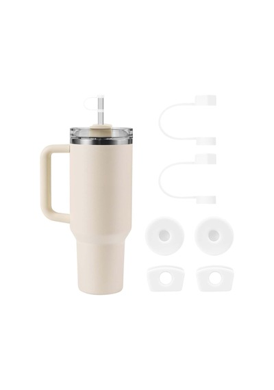 Ayrex Linsaner Stanley Bardak Aksesuarları İle Uyumlu Silikon Hasır Toppers 2,0, 30 Oz / 40 Oz Şeffaf Hasır Kapaklı