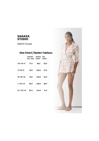 Sagaza Studio Ss6173 Beli Lastikli Tulum Bej-cok Renklı