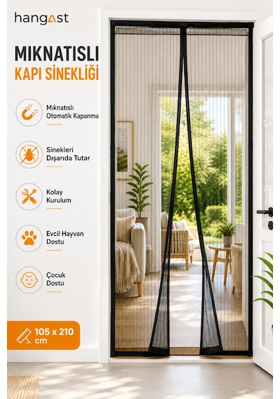 Mıknatıslı Kapı Sinekliği 105x210 Cm Otomatik Kapanan Cırtbantlı