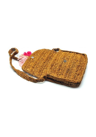 Handmade Rafya İp Tasarım Çanta Kahverengi