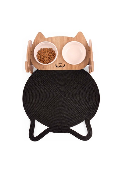 Gobypet Jüt Kulaklı Yuvarlak Kedi Köpek Mama Yatak Önü Paspası Hasır Kedi Matı 40 x 40 CM