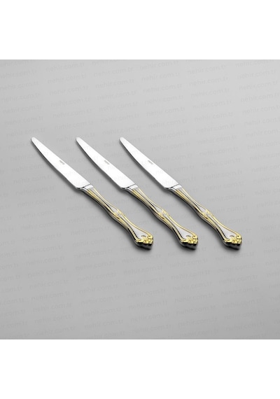 Nehir Lalezar Altın 6 Adet Pasta Bıçak Takımı Gümüş