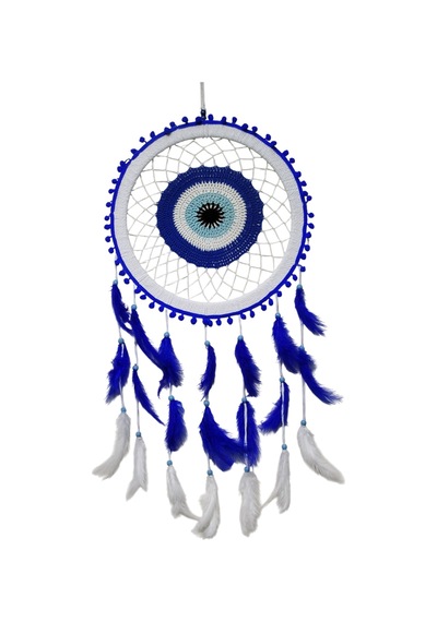 Evil Eye Nazar Boncuğu Dream Catcher - Tüylü Duvar Dekoru Koruma Ve Şans Getiren Rüya Kapan