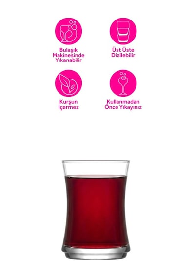 Lav Lune Cam Su Bardağı 6'lı 225 ml (Meşrubat Bardağı)
