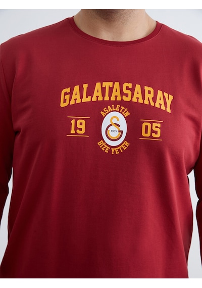 Lc Waıkıkı Kırmızı Büyük Beden Standart Kalıp Galatasaray Baskılı Erkek Pijama Takımı