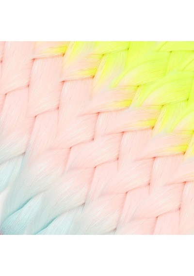 Simli Neon Sarı / Şeker Pembe / Su Yeşili Ombreli Örgülük 100 Gr. - Rxlu-463188 Çok Renkli