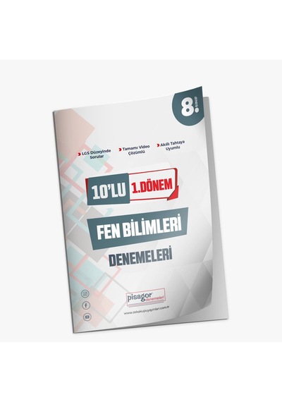 8. Sınıf Pisagor 1. Dönem 10'lu Fen Bilimleri Branş Denemeleri -  Zeka Küpü Yayınları