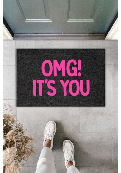 Rugmood Modern Dijital Baskı - Omg It's You - Kapı Önü Paspası Siyah